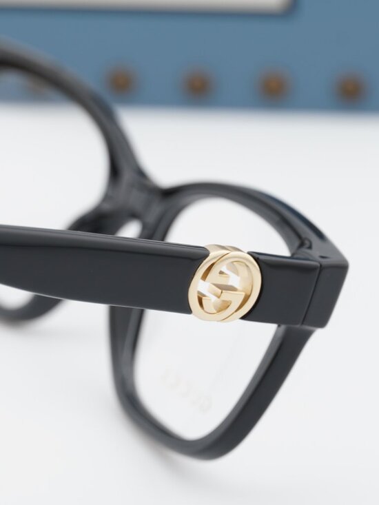 Gucci GG1025O 003 Square Eyeglasses - Black with Gold Detachable Chain main image 6